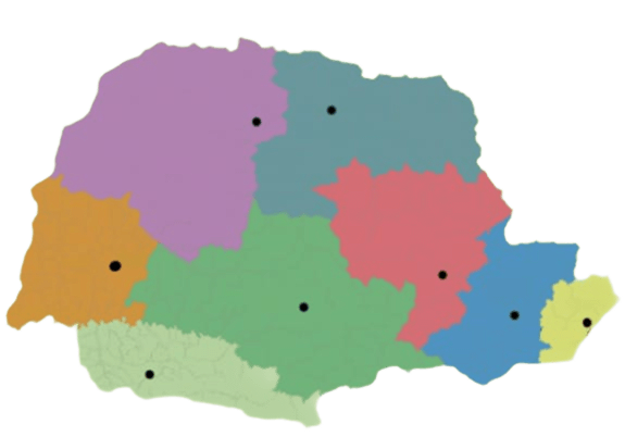 Mapa das messoregiões do Paraná